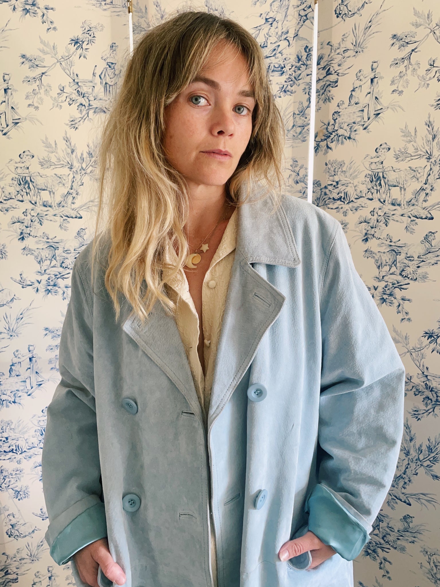 Vintage Blue Suede Coat