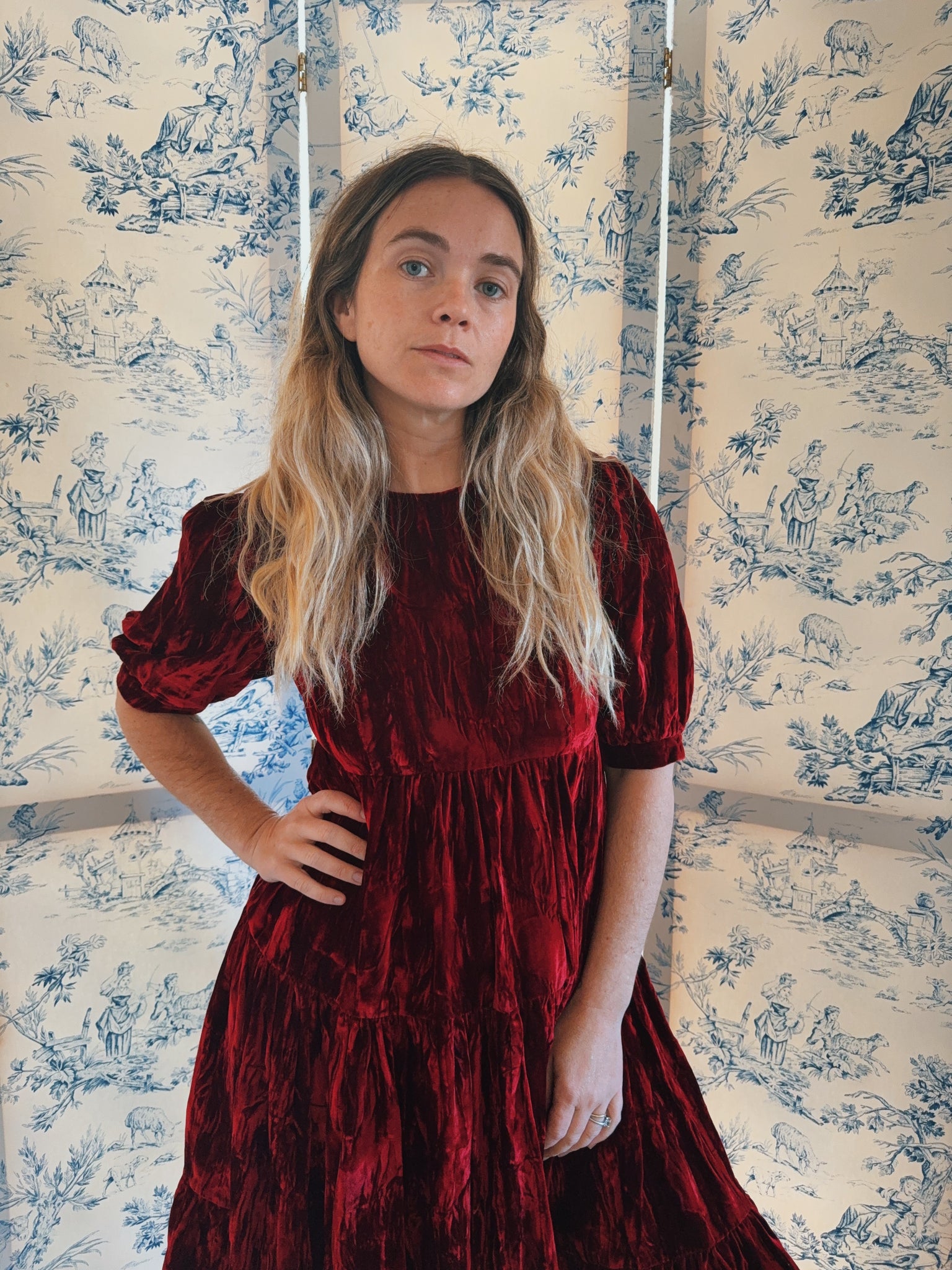 batsheva red dress Apron Dress in Red Floral 0 / Red